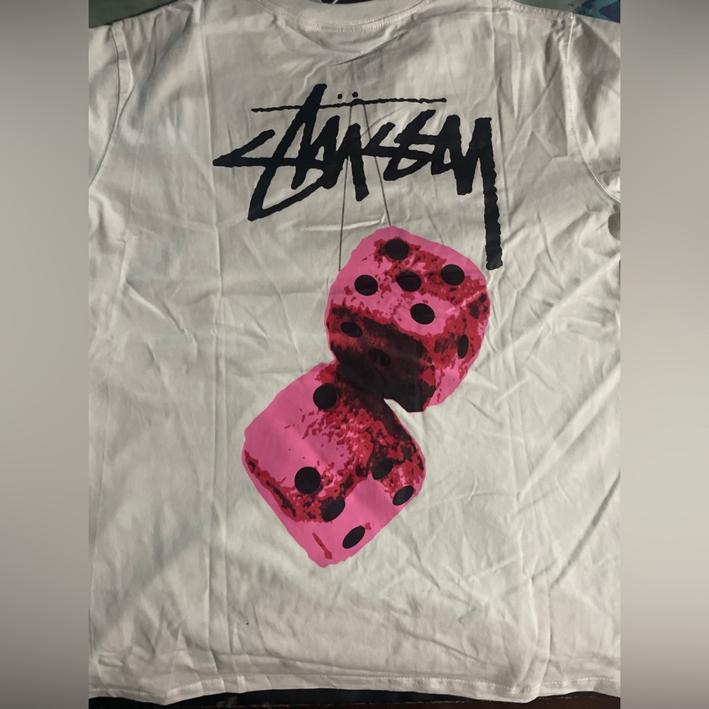 Stussy pink dice brand new tee with tags size m